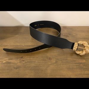 Zara gold buckle black belt